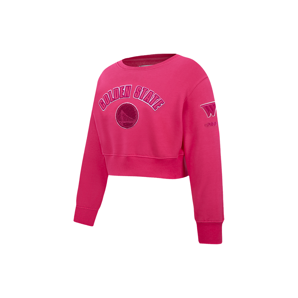 NBA GOLDEN STATE WARRIORS TRIPLE PINK LITTLE GIRLS FLEECE CREWNECK (BEETROOT PURPLE)
