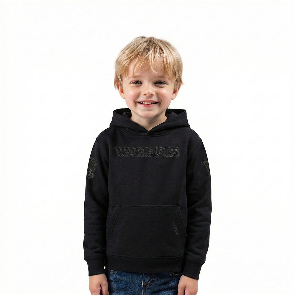 NBA GOLDEN STATE WARRIORS TRIPLE BLACK TODDLER BOY'S FLEECE PULLOVER HOODIE (BLACK)