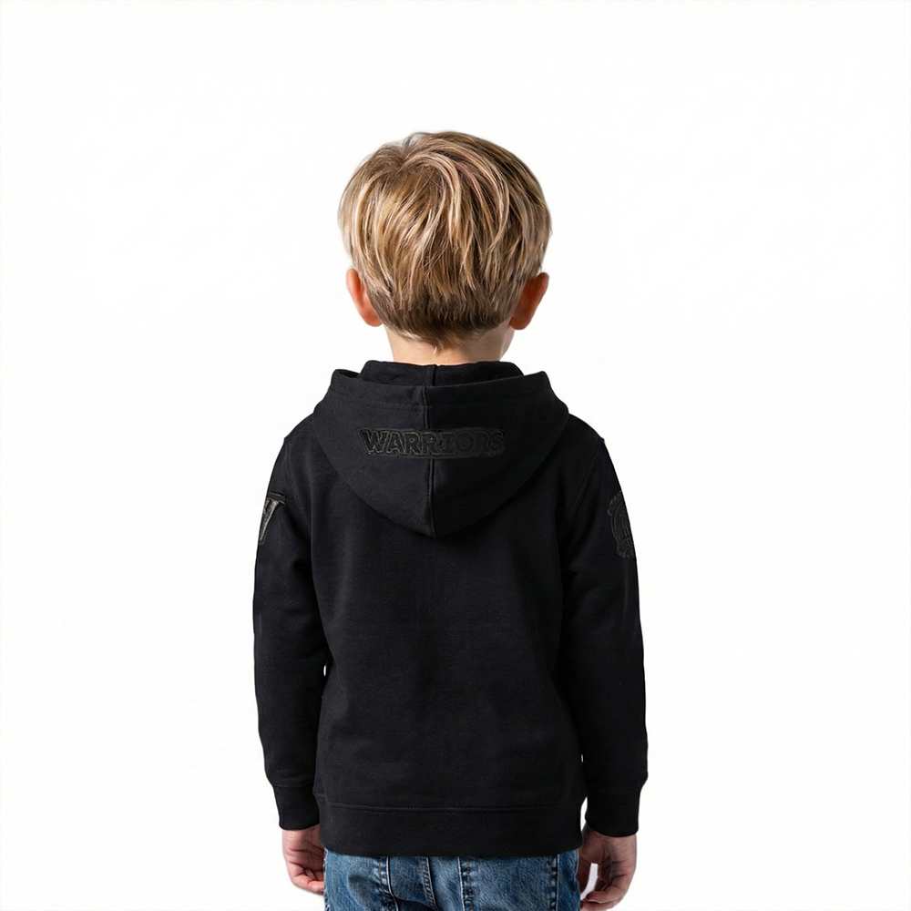 NBA GOLDEN STATE WARRIORS TRIPLE BLACK TODDLER BOY'S FLEECE PULLOVER HOODIE (BLACK)