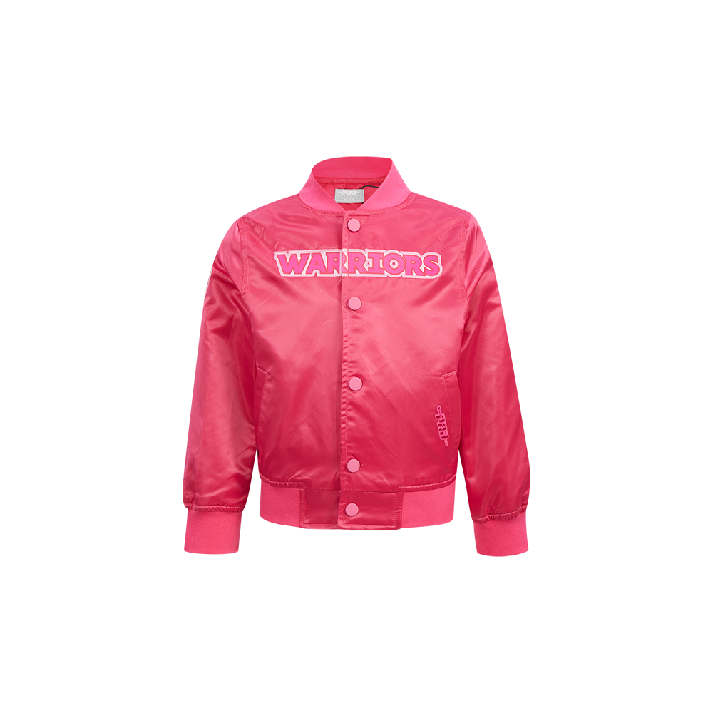 NBA GOLDEN STATE WARRIORS TRIPLE PINK TODDLER GIRL'S SATIN JACKET (BEETROOT PURPLE)