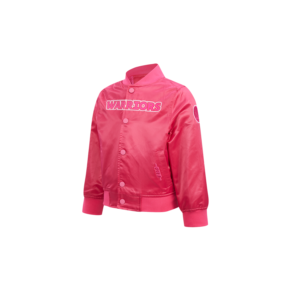 NBA GOLDEN STATE WARRIORS TRIPLE PINK TODDLER GIRL'S SATIN JACKET (BEETROOT PURPLE)