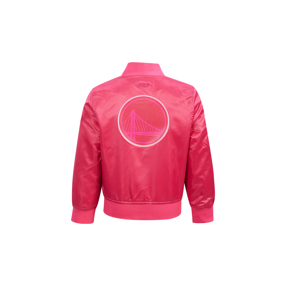 NBA GOLDEN STATE WARRIORS TRIPLE PINK TODDLER GIRL'S SATIN JACKET (BEETROOT PURPLE)