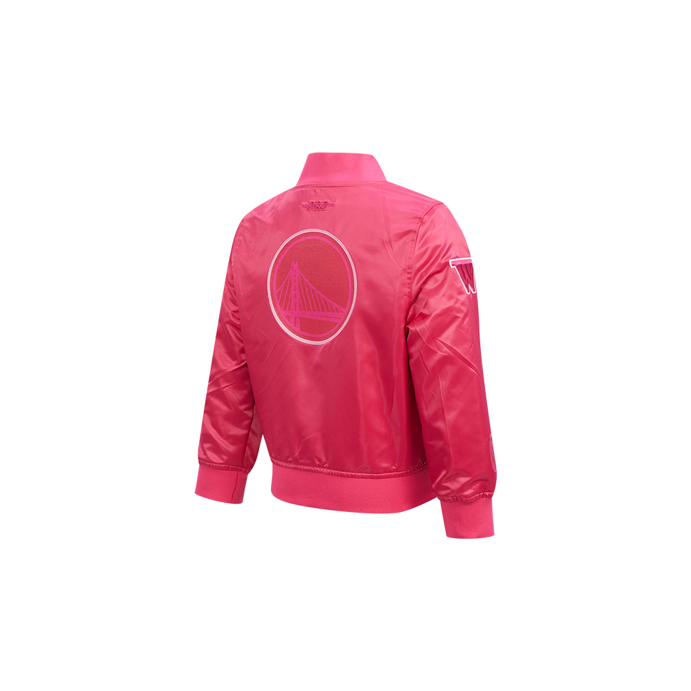 NBA GOLDEN STATE WARRIORS TRIPLE PINK TODDLER GIRL'S SATIN JACKET (BEETROOT PURPLE)