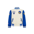 NBA GOLDEN STATE WARRIORS CLASSIC STUDIO TODDLER BOY'S VARSITY JACKET (EGGSHELL/ROYAL BLUE)
