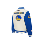 NBA GOLDEN STATE WARRIORS CLASSIC STUDIO TODDLER BOY'S VARSITY JACKET (EGGSHELL/ROYAL BLUE)