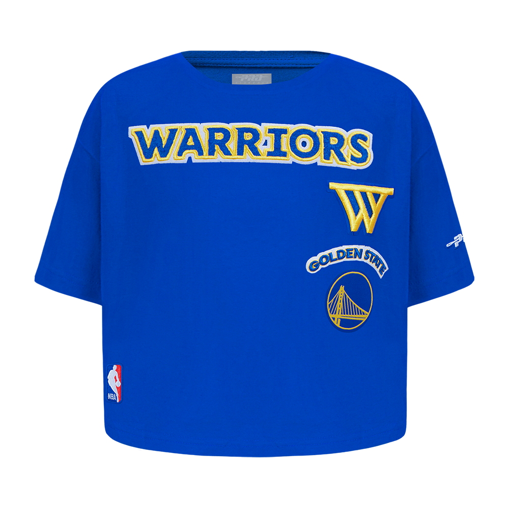 NBA GOLDEN STATE WARRIORS RETRO CLASSIC TODDLER GIRL'S SHORT SLEEVE BOXY TEE (ROYAL BLUE)