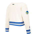 NBA GOLDEN STATE WARRIORS RETRO CLASSIC TODDLER GIRL'S RIB FLEECE CREWNECK (EGGSHELL/ROYAL BLUE)