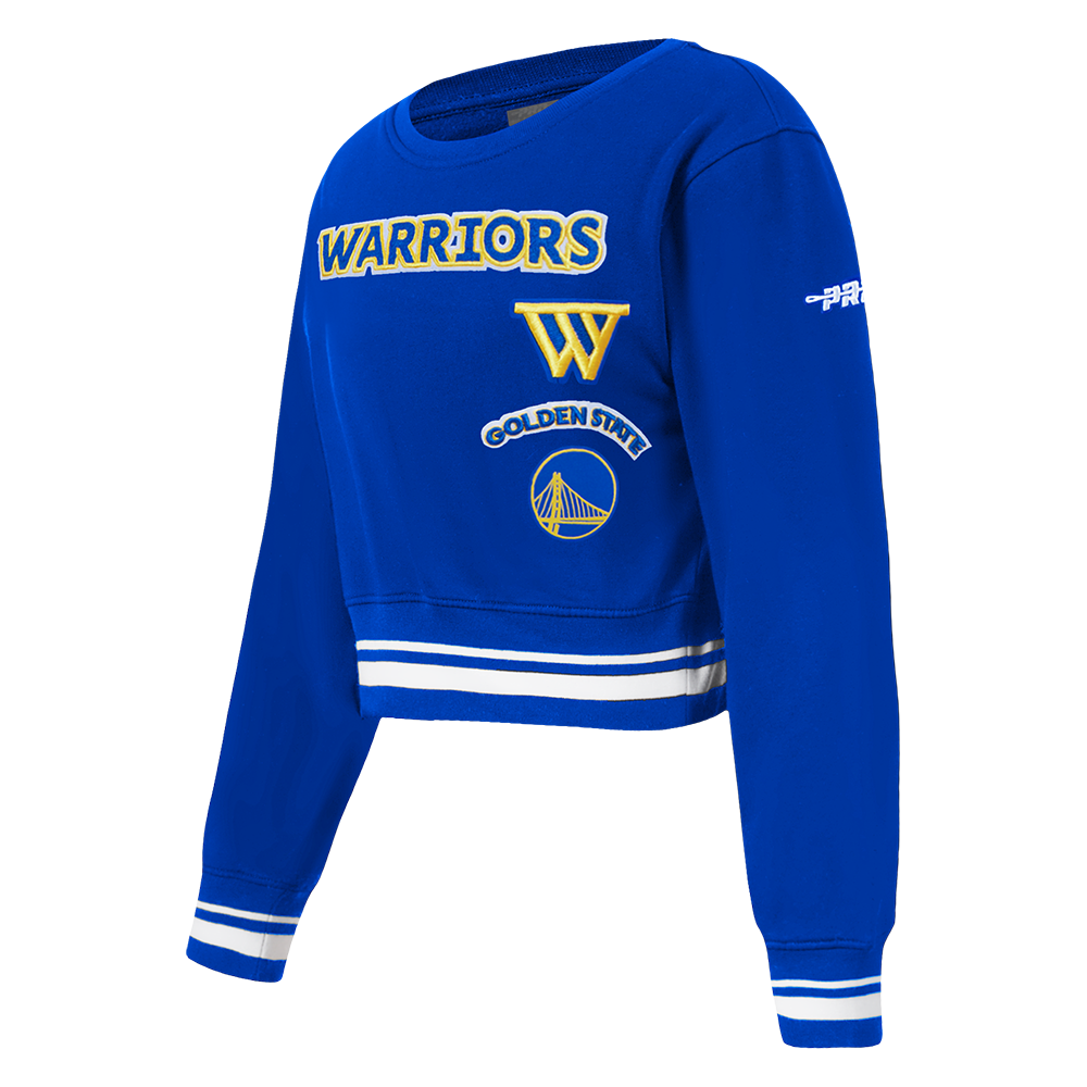 NBA GOLDEN STATE WARRIORS RETRO CLASSIC TODDLER GIRL'S RIB FLEECE CREWNECK (ROYAL BLUE)