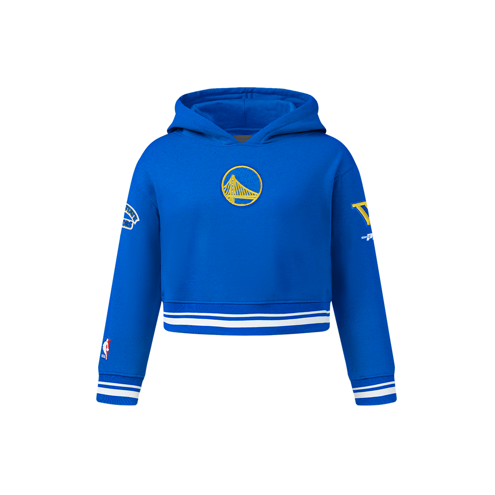 NBA GOLDEN STATE WARRIORS RETRO CLASSIC TODDLER GIRL'S RIB FLEECE PULLOVER HOODIE (ROYAL BLUE)