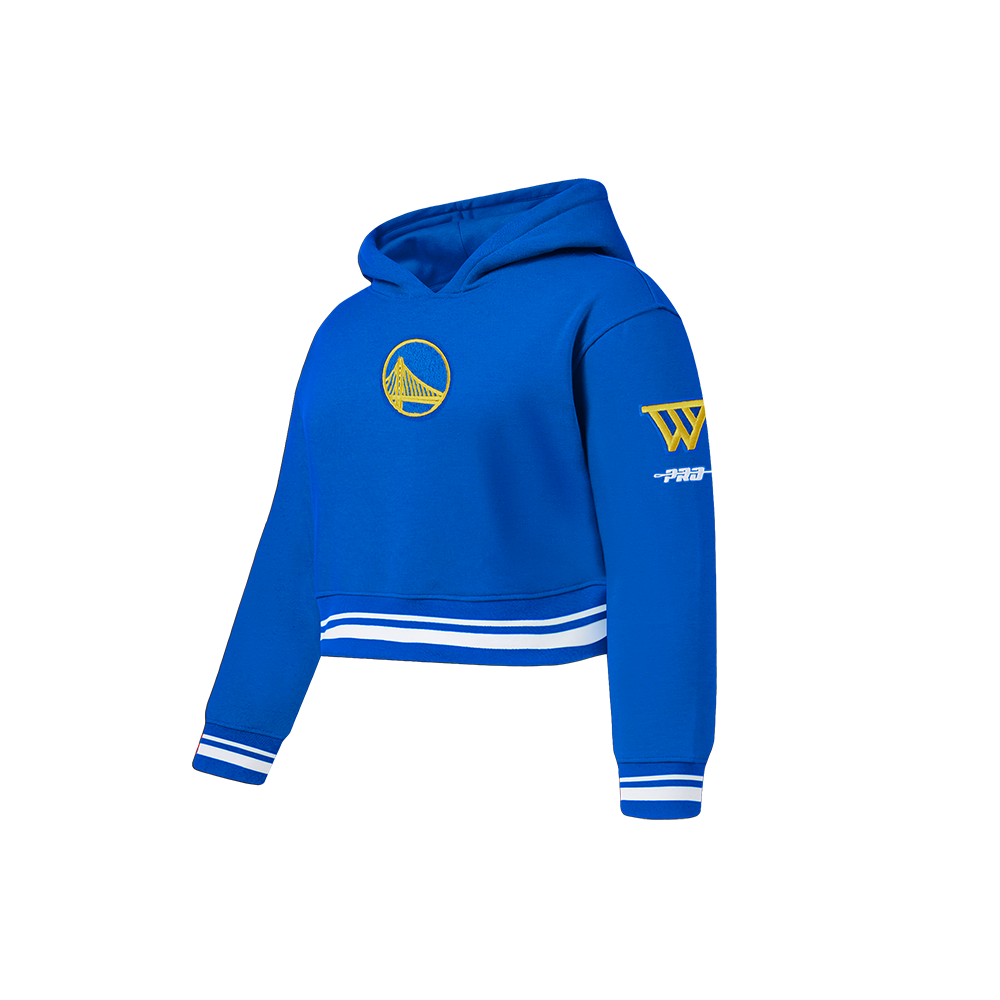 NBA GOLDEN STATE WARRIORS RETRO CLASSIC TODDLER GIRL'S RIB FLEECE PULLOVER HOODIE (ROYAL BLUE)
