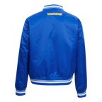 NBA GOLDEN STATE WARRIORS SCRIPT TAIL WOMEN'S SATIN JACKET (ROYAL BLUE)