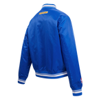 NBA GOLDEN STATE WARRIORS SCRIPT TAIL WOMEN'S SATIN JACKET (ROYAL BLUE)