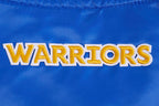 NBA GOLDEN STATE WARRIORS SCRIPT TAIL WOMEN'S SATIN JACKET (ROYAL BLUE)