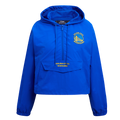NBA GOLDEN STATE WARRIORS CLASSIC WIND BLOUSON TISSÉ À DEMI-FERMETURE À GLISSIÈRE POUR FEMME (BLEU ROYAL)