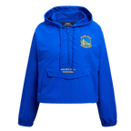 NBA GOLDEN STATE WARRIORS CLASSIC WIND BLOUSON TISSÉ À DEMI-FERMETURE À GLISSIÈRE POUR FEMME (BLEU ROYAL)
