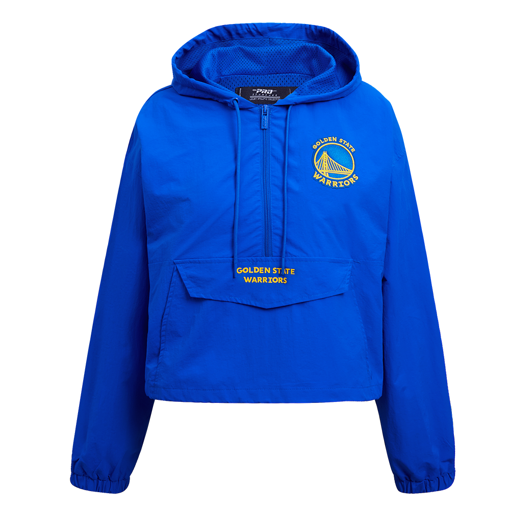 NBA GOLDEN STATE WARRIORS CLASSIC WIND BLOUSON TISSÉ À DEMI-FERMETURE À GLISSIÈRE POUR FEMME (BLEU ROYAL)