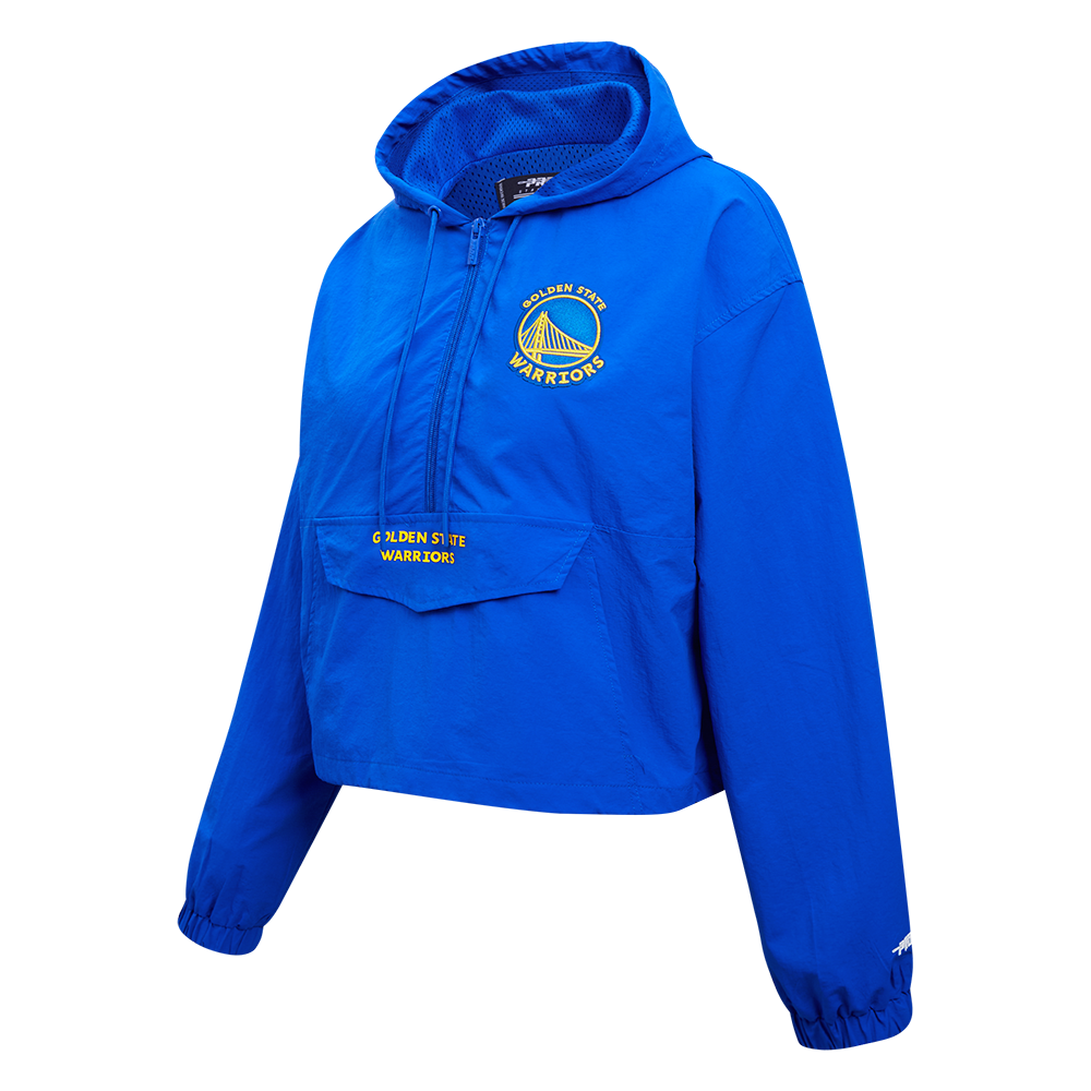 NBA GOLDEN STATE WARRIORS CLASSIC WIND BLOUSON TISSÉ À DEMI-FERMETURE À GLISSIÈRE POUR FEMME (BLEU ROYAL)
