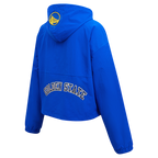 NBA GOLDEN STATE WARRIORS CLASSIC WIND BLOUSON TISSÉ À DEMI-FERMETURE À GLISSIÈRE POUR FEMME (BLEU ROYAL)