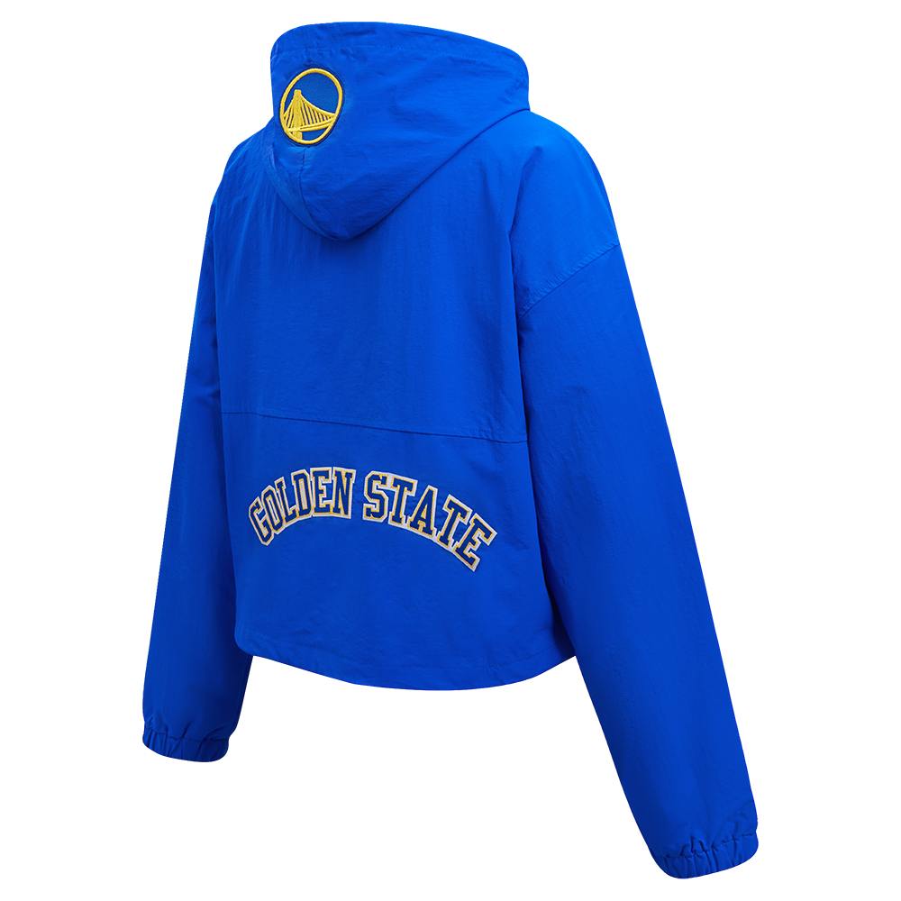 NBA GOLDEN STATE WARRIORS CLASSIC WIND BLOUSON TISSÉ À DEMI-FERMETURE À GLISSIÈRE POUR FEMME (BLEU ROYAL)