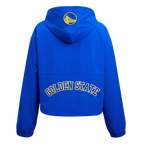 NBA GOLDEN STATE WARRIORS CLASSIC WIND BLOUSON TISSÉ À DEMI-FERMETURE À GLISSIÈRE POUR FEMME (BLEU ROYAL)