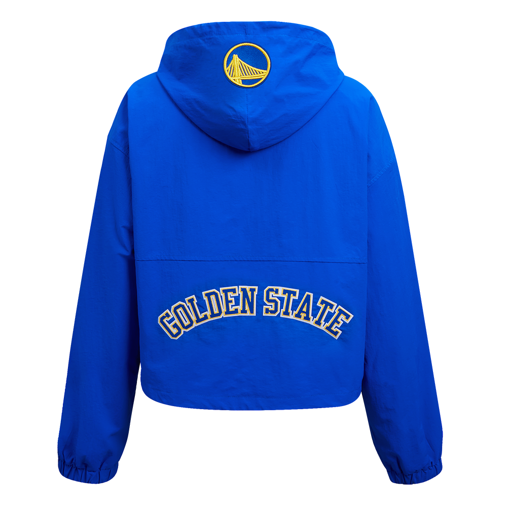NBA GOLDEN STATE WARRIORS CLASSIC WIND BLOUSON TISSÉ À DEMI-FERMETURE À GLISSIÈRE POUR FEMME (BLEU ROYAL)