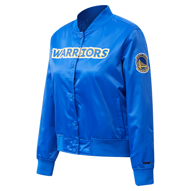 NBA GOLDEN STATE WARRIORS CLASSIC WOMEN'S SATIN JACKET (ROYAL BLUE)
