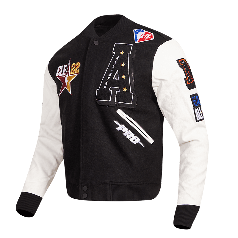 NBA HBCU ALL STAR EAST/WEST LOGO MEN'S VARSITY JACKET (BLACK/WHITE)