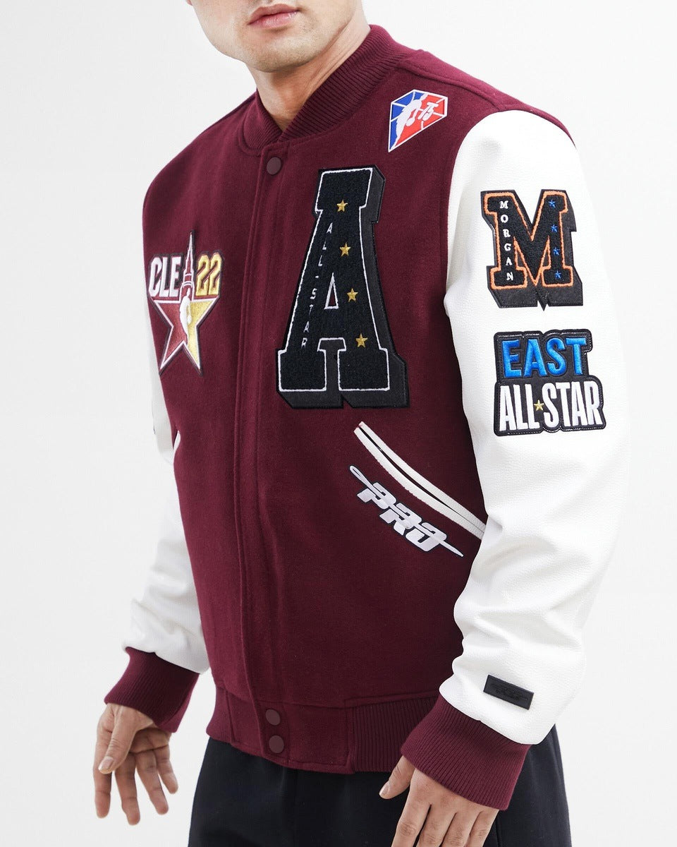 NBA HBCU ALL STAR EAST/WEST LOGO MEN'S VARSITY JACKET (WINE)