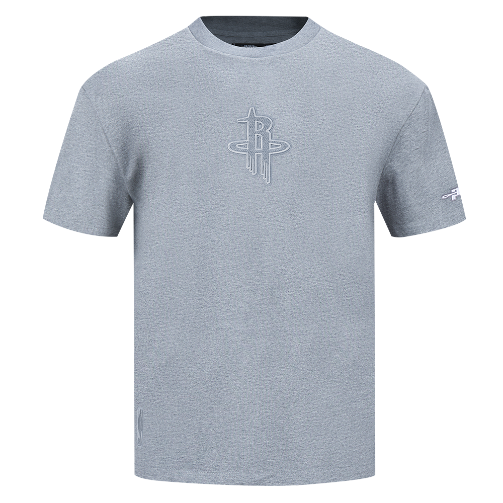 NBA HOUSTON ROCKETS REVERSE FRENCH TERRY T-SHIRT EN JERSEY DE COTON À ÉPAULES TOMBANTES POUR HOMME (GRIS CHINÉ FONCÉ)