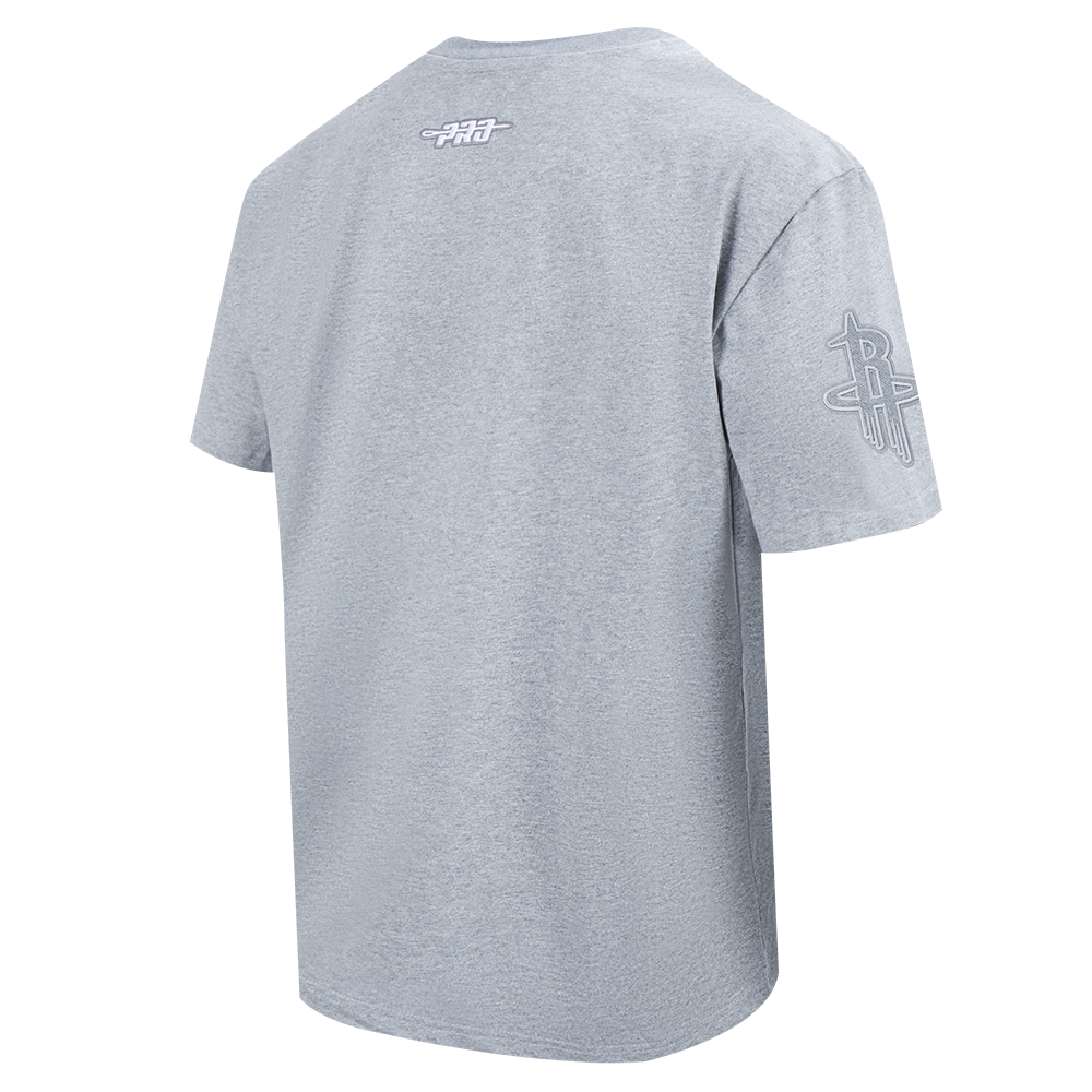 NBA HOUSTON ROCKETS REVERSE FRENCH TERRY T-SHIRT EN JERSEY DE COTON À ÉPAULES TOMBANTES POUR HOMME (GRIS CHINÉ FONCÉ)