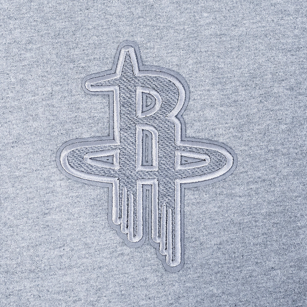 NBA HOUSTON ROCKETS REVERSE FRENCH TERRY T-SHIRT EN JERSEY DE COTON À ÉPAULES TOMBANTES POUR HOMME (GRIS CHINÉ FONCÉ)