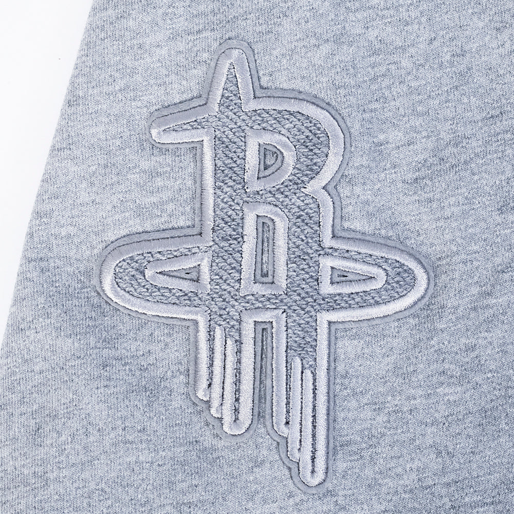 NBA HOUSTON ROCKETS REVERSE FRENCH TERRY T-SHIRT EN JERSEY DE COTON À ÉPAULES TOMBANTES POUR HOMME (GRIS CHINÉ FONCÉ)