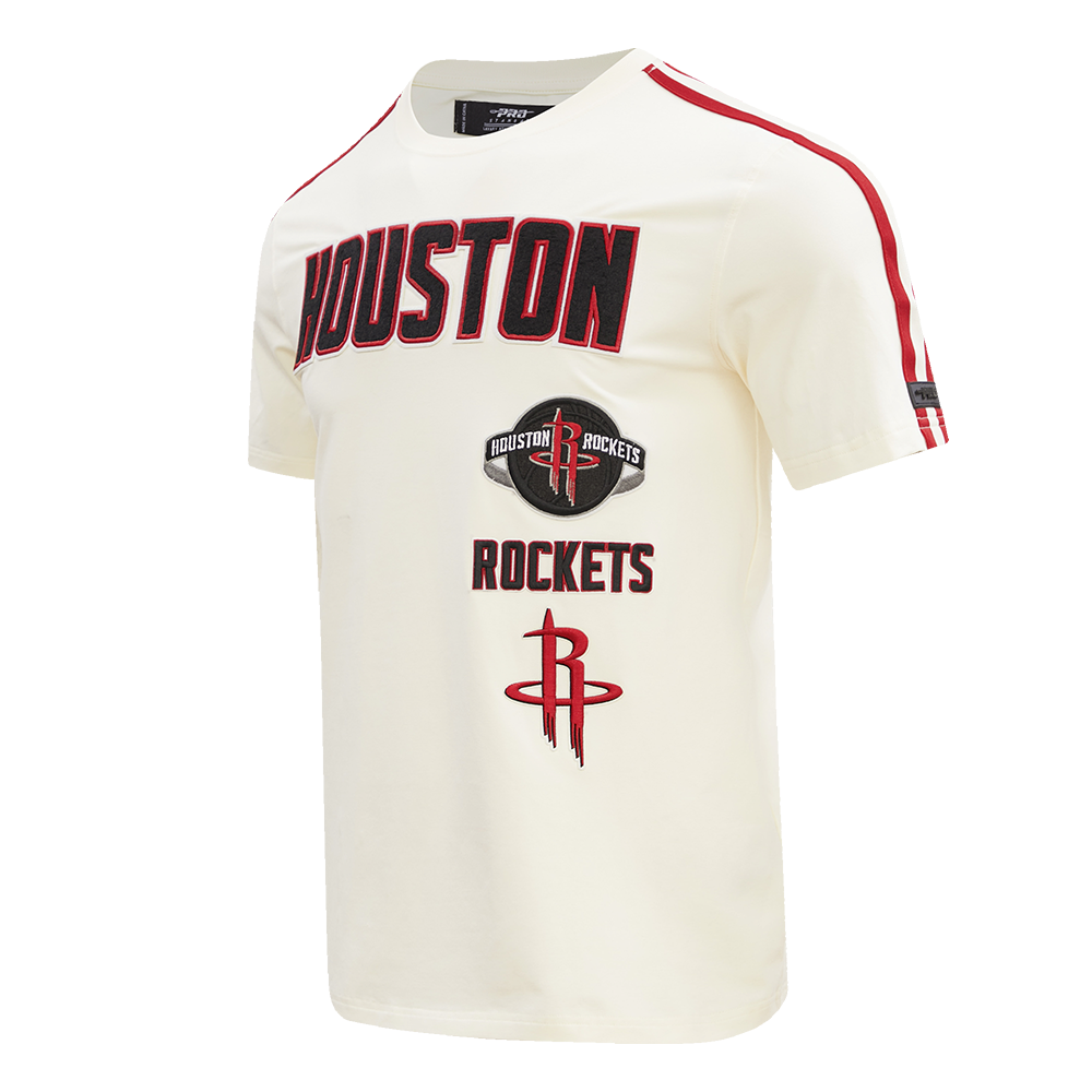 NBA HOUSTON ROCKETS RETRO CLASSIC MEN'S STRIPED TEE (EGGSHELL/ RED)