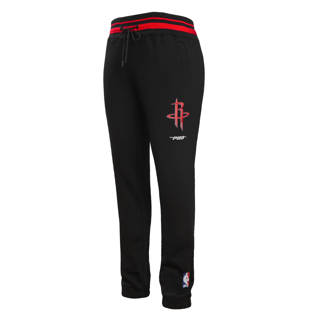 NBA HOUSTON ROCKETS SCRIPT TAIL MEN'S RIB FLEECE SWEATPANT (BLACK/RED/BLACK)