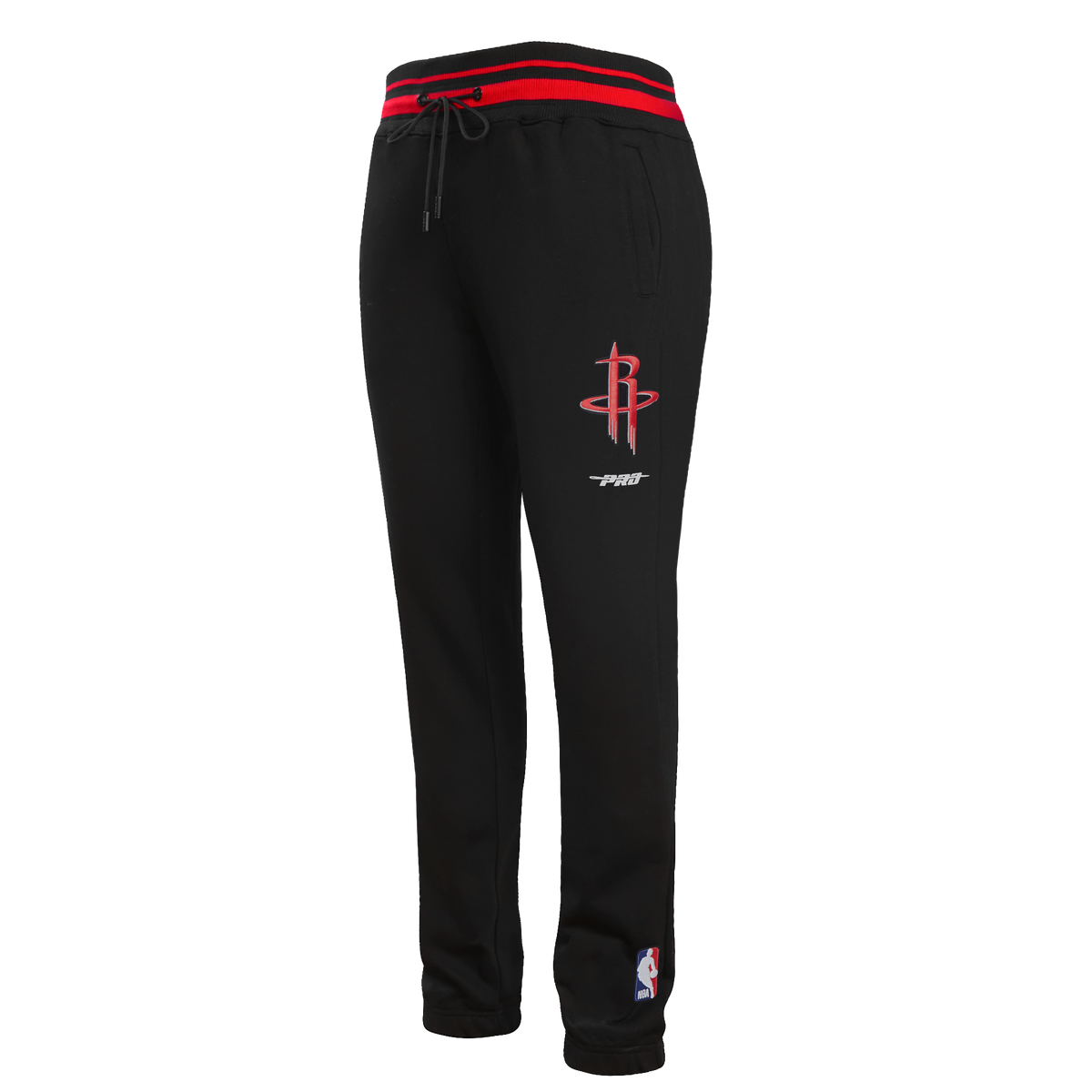 NBA HOUSTON ROCKETS SCRIPT TAIL MEN'S RIB FLEECE SWEATPANT (BLACK/RED/BLACK)