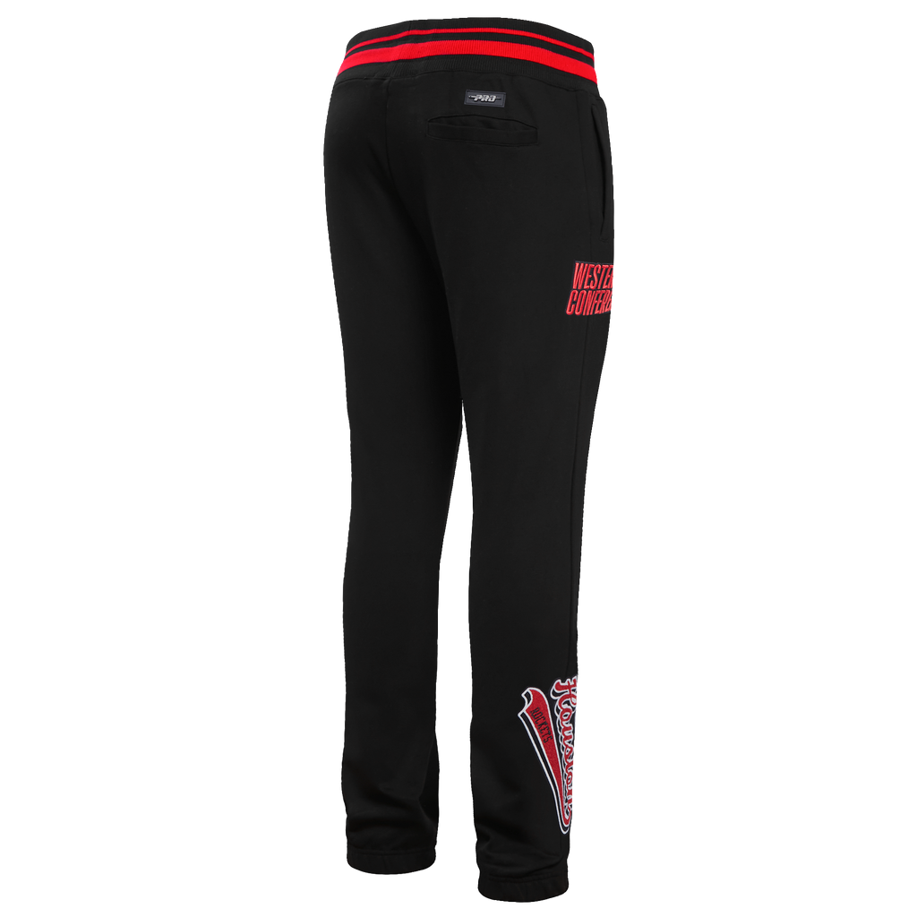 NBA HOUSTON ROCKETS SCRIPT TAIL MEN'S RIB FLEECE SWEATPANT (BLACK/RED/BLACK)