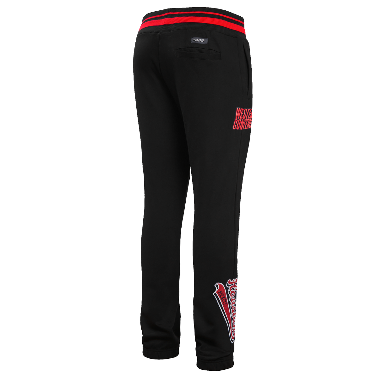 NBA HOUSTON ROCKETS SCRIPT TAIL MEN'S RIB FLEECE SWEATPANT (BLACK/RED/BLACK)