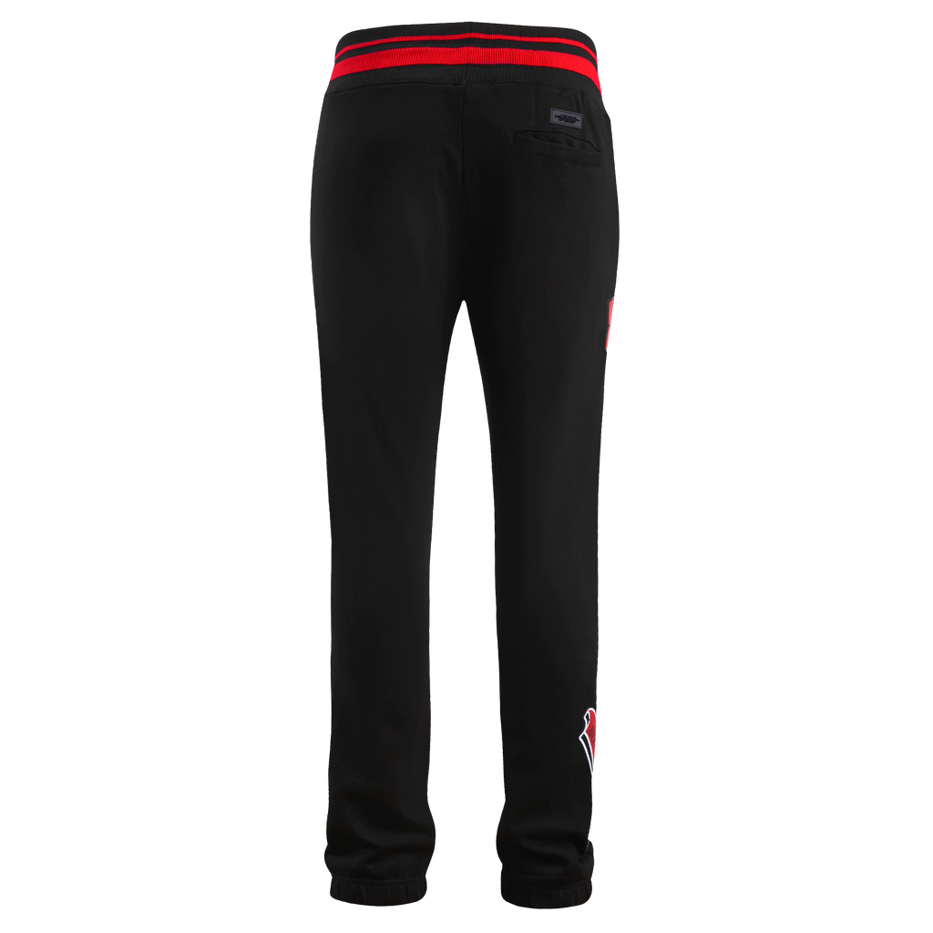 NBA HOUSTON ROCKETS SCRIPT TAIL MEN'S RIB FLEECE SWEATPANT (BLACK/RED/BLACK)