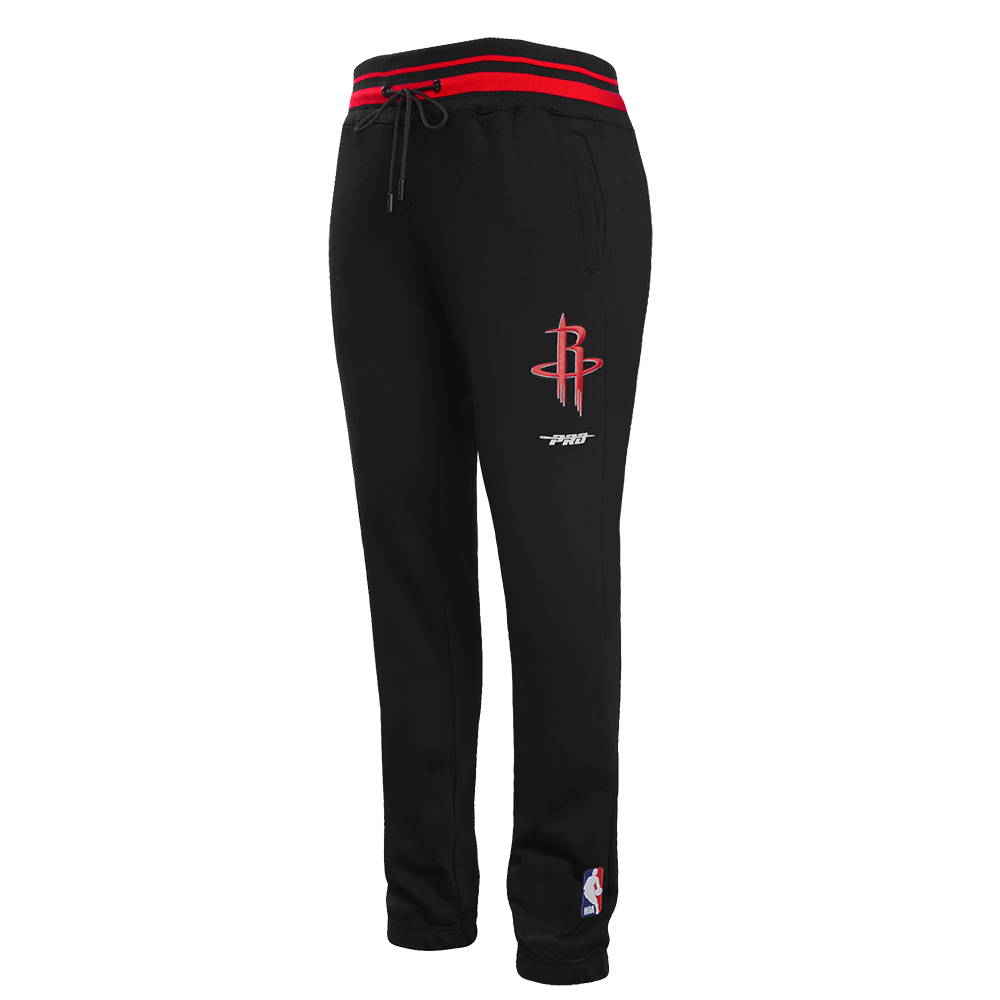 NBA HOUSTON ROCKETS SCRIPT TAIL MEN'S RIB FLEECE SWEATPANT (BLACK/RED/BLACK)