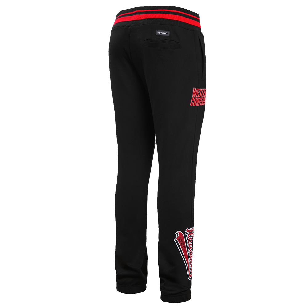 NBA HOUSTON ROCKETS SCRIPT TAIL MEN'S RIB FLEECE SWEATPANT (BLACK/RED/BLACK)