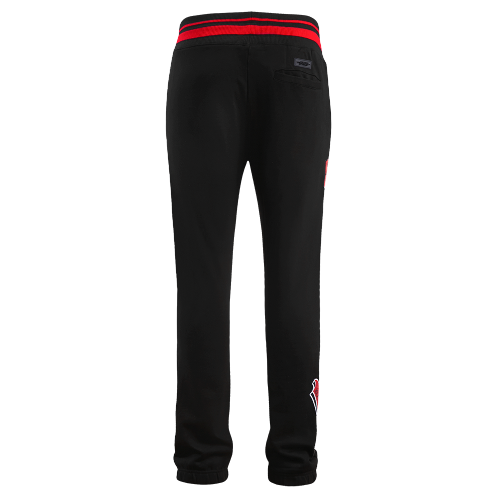 NBA HOUSTON ROCKETS SCRIPT TAIL MEN'S RIB FLEECE SWEATPANT (BLACK/RED/BLACK)