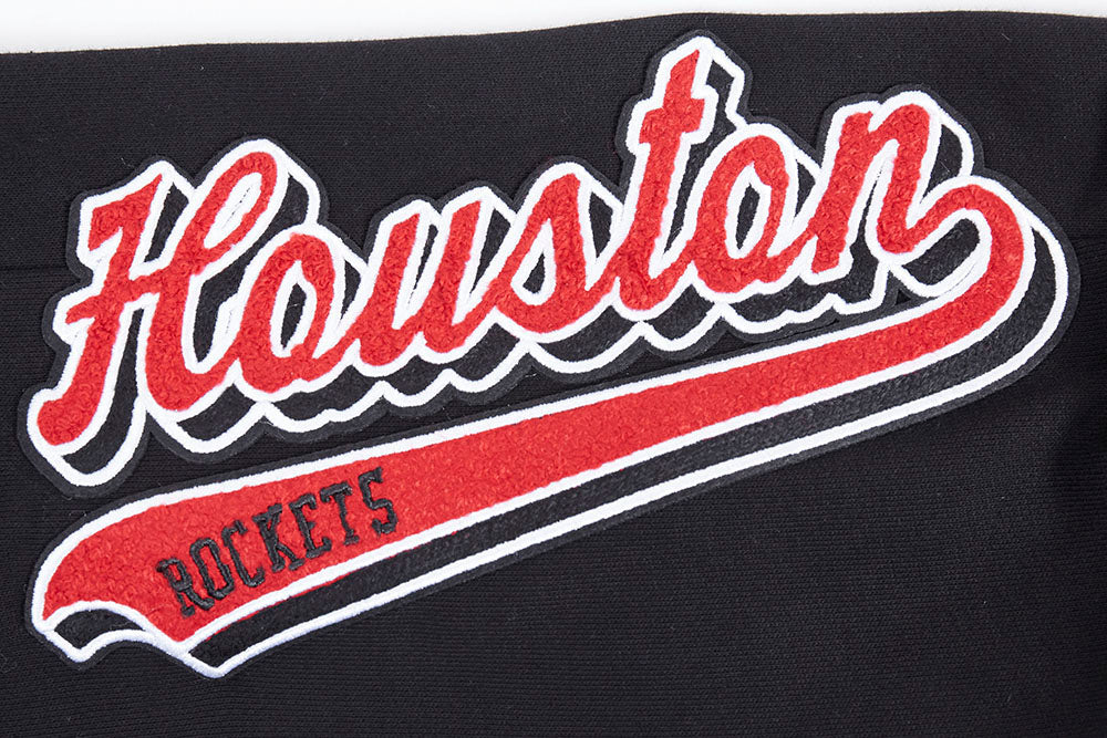 NBA HOUSTON ROCKETS SCRIPT TAIL MEN'S RIB FLEECE SWEATPANT (BLACK/RED/BLACK)