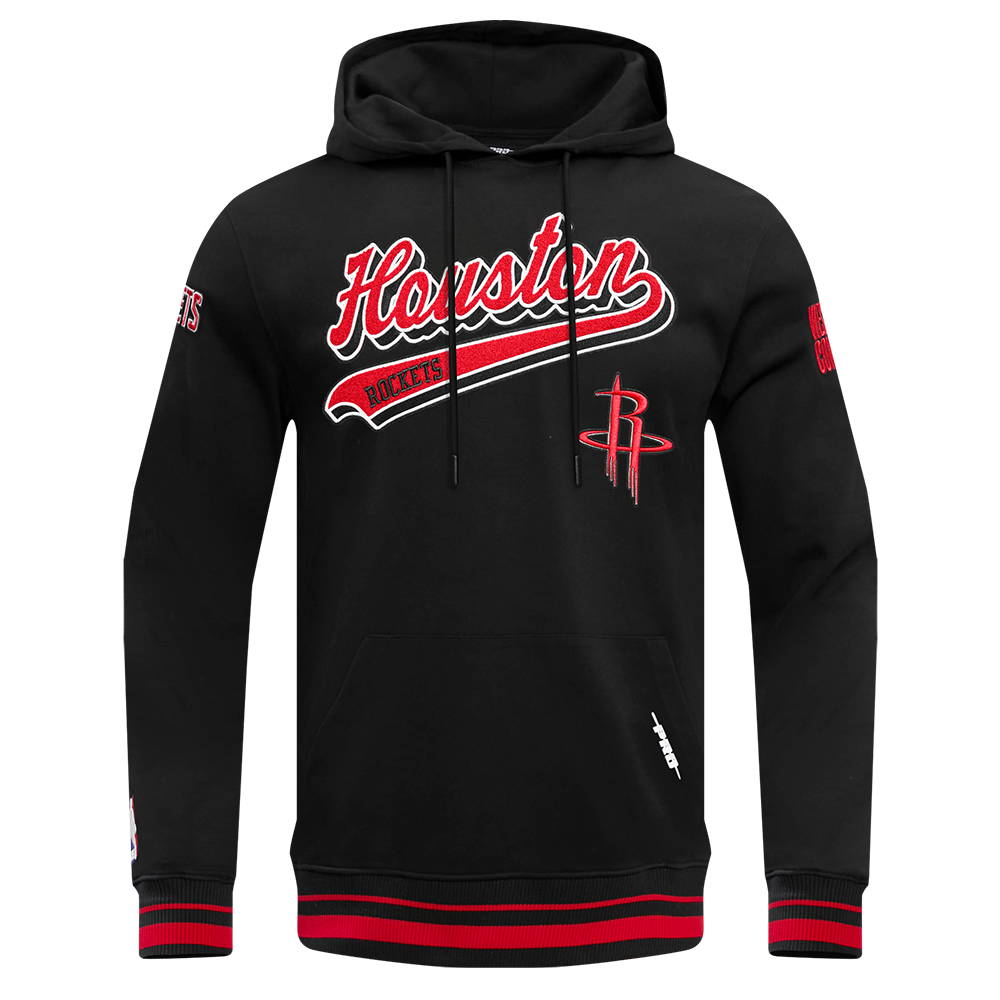 NBA HOUSTON ROCKETS SCRIPT TAIL CHANDAIL À CAPUCHON EN MOLLETON CÔTELÉ POUR HOMME (NOIR/ROUGE/NOIR)