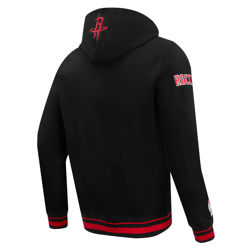NBA HOUSTON ROCKETS SCRIPT TAIL CHANDAIL À CAPUCHON EN MOLLETON CÔTELÉ POUR HOMME (NOIR/ROUGE/NOIR)