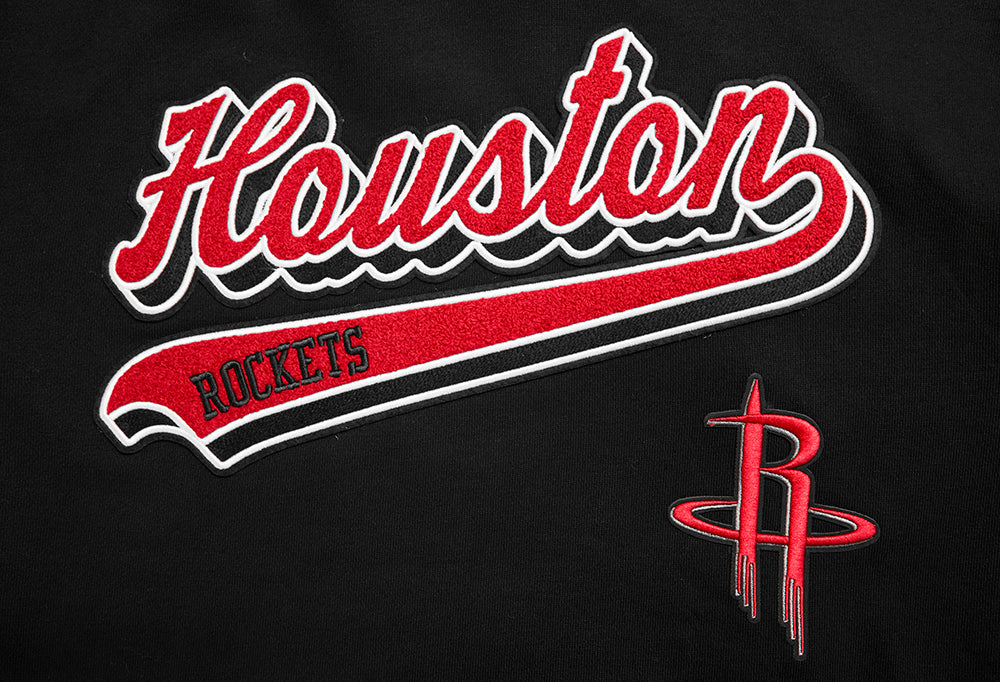 NBA HOUSTON ROCKETS SCRIPT TAIL CHANDAIL À CAPUCHON EN MOLLETON CÔTELÉ POUR HOMME (NOIR/ROUGE/NOIR)