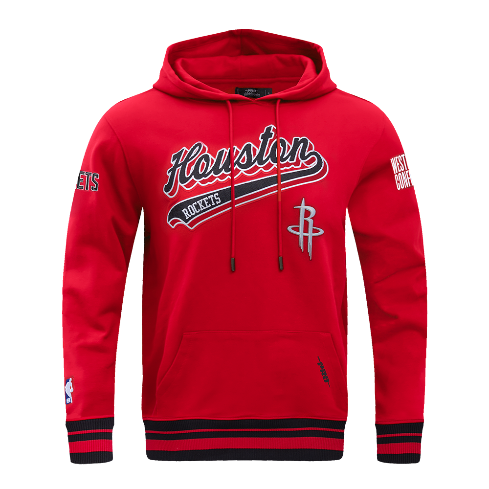 NBA HOUSTON ROCKETS SCRIPT TAIL CHANDAIL À CAPUCHON EN MOLLETON CÔTELÉ POUR HOMME (ROUGE/NOIR)