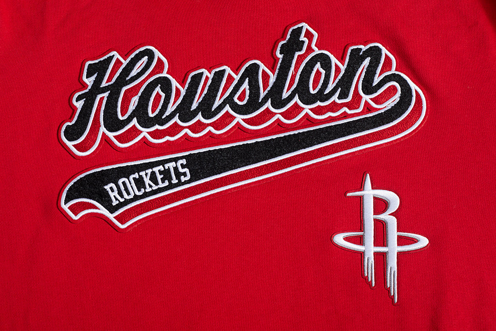 NBA HOUSTON ROCKETS SCRIPT TAIL CHANDAIL À CAPUCHON EN MOLLETON CÔTELÉ POUR HOMME (ROUGE/NOIR)