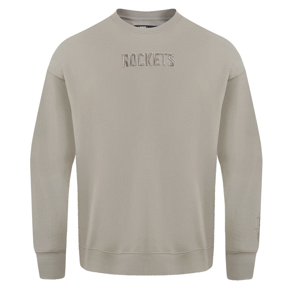 NBA HOUSTON ROCKETS WINGSPAN MEN'S DROP SHOULDER FLEECE CREWNECK (TAUPE)