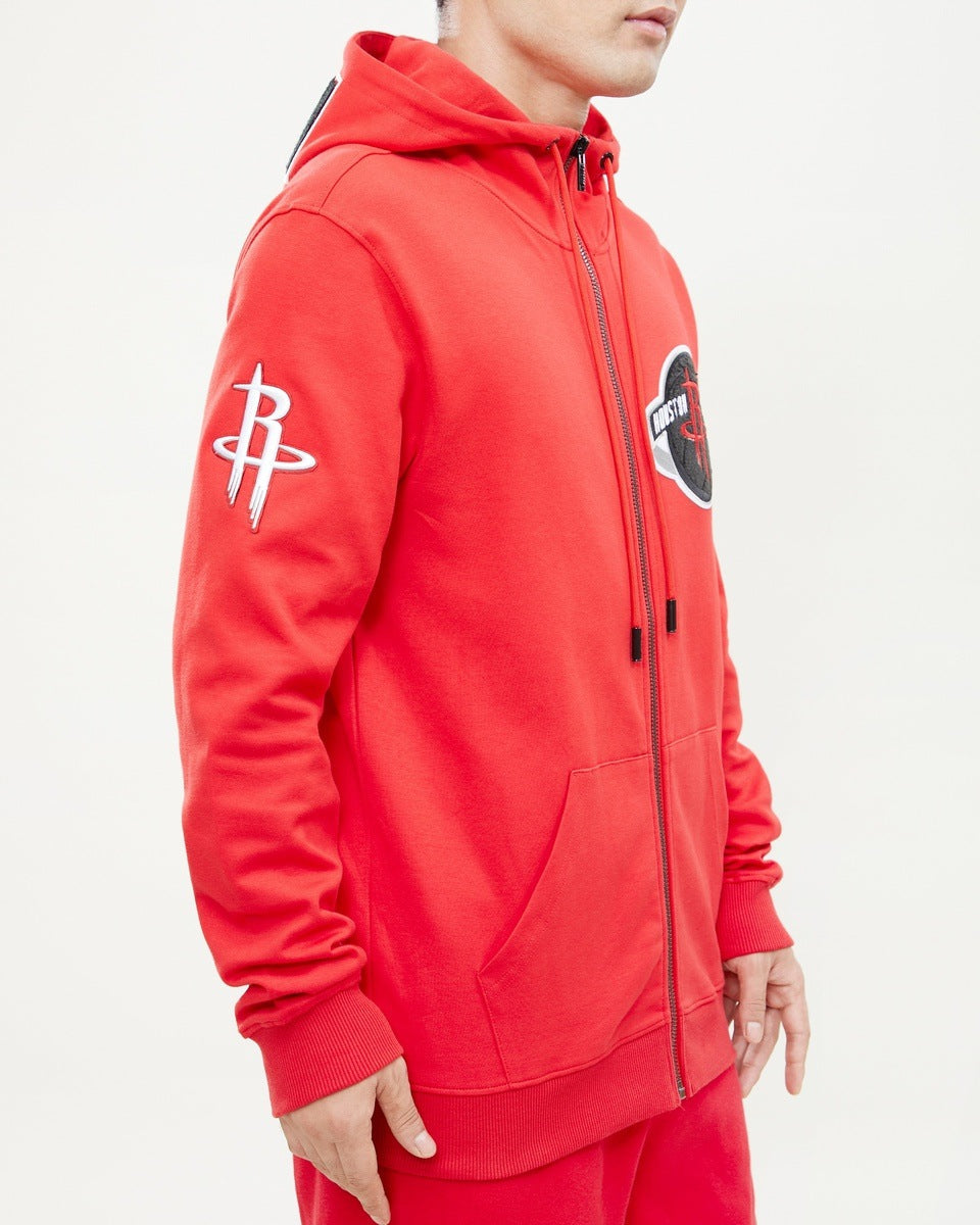 NBA HOUSTON ROCKETS CLASSIC CHENILLE MEN'S FULL ZIP PULLOVER HOODIE (RED)