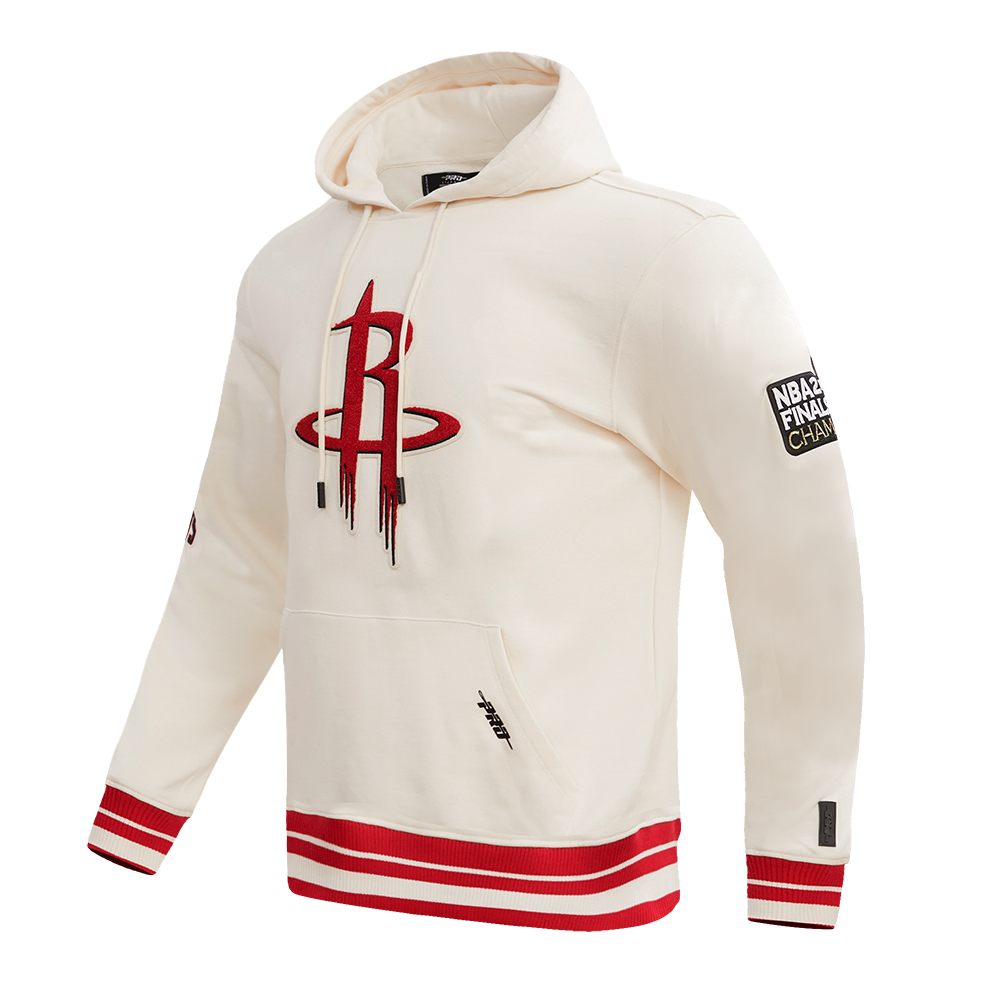 NBA HOUSTON ROCKETS RETRO CLASSIC MEN'S PULLOVER HOODIE (EGGSHELL/ RED)